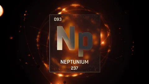 Neptunium as Element 93 of the Periodic Table 3D illustration on orange Stock Footage 120730043