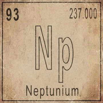 Neptunium Element Card from Periodic Table on Vintage Old Paper Illustrazione stock