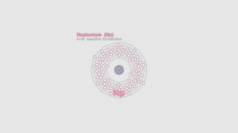 Neptunium Np Bohr Atom Model Labeled Animation Video Overlay Alpha 4K Видео 339365982