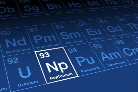 Neptunium on periodic table of the elements, with element symbol Np Stock Illustration