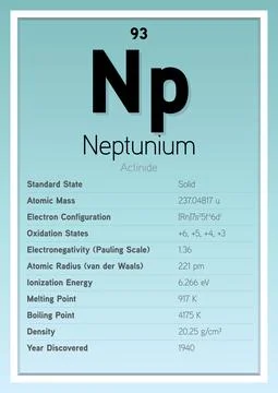 Neptunium Periodic Table Elements Info Card (Layered Vector Illustration) イラスト素材