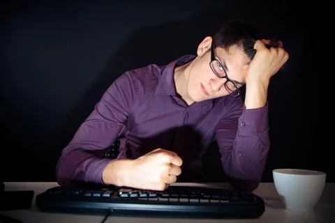 Nerd And His Computer Stock Photos