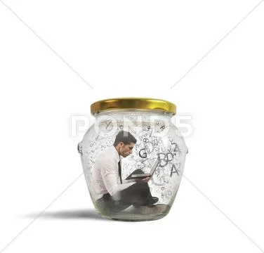 Nerd and internet addiction Stock Photos