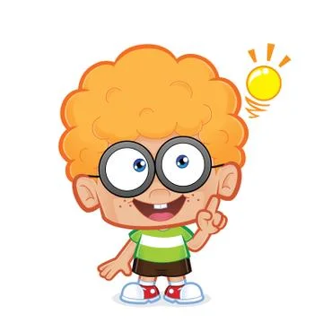 Nerd boy creative idea Stock Illustration