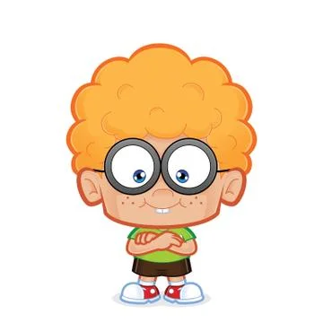 Nerd boy with folded hands Stock Illustration