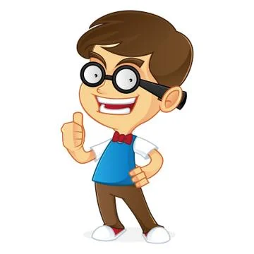 Nerd boy giving thumbs up Stock Illustration