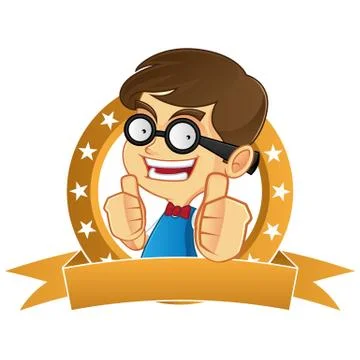 Nerd boy giving thumbs up Stock Illustration