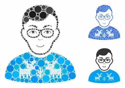 Nerd Boy Mosaic Icon of Round Dots Stock Illustration