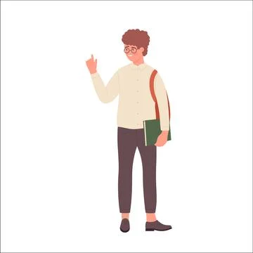 Nerd boy with pointing finger Stock Illustration