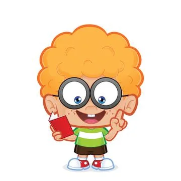 Nerd boy reading a book Stock Illustration