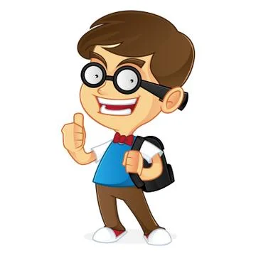Nerd boy ready to school Stock Illustration