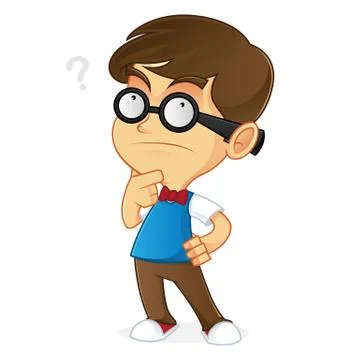 Nerd boy thingking seriously Stock Illustration