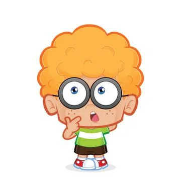 Nerd boy thinking Stock Illustration