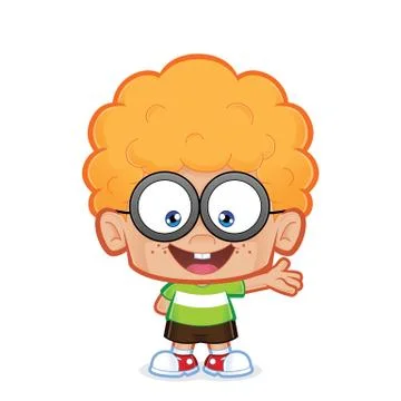 Nerd boy in welcoming gesture Stock Illustration