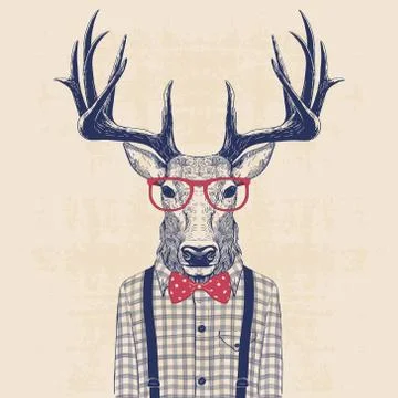Nerd deer Stock Illustration