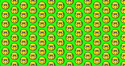 Nerd emoticon with glasses animated motion graphics background over Green b.. Stock-Footage 224366063