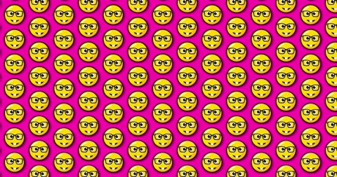 Nerd emoticon with glasses animated motion graphics background over Pink ba.. Vídeos de archivo 224366155