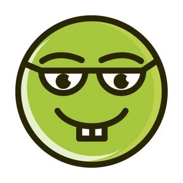 Nerd funny smiley emoticon face expression line and fill icon Ilustração Stock