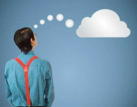 Nerd geek businessman thinking cloud or computing 스톡 일러스트