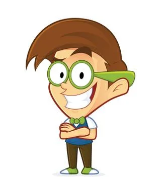 Nerd geek with folded hands Stock Illustration