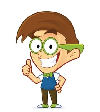 Nerd geek giving thumbs up Stock Illustration