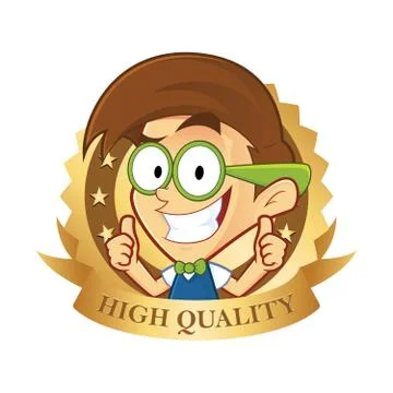 Nerd geek with guarantee icon Stock Illustration