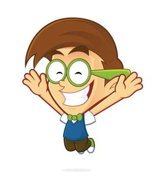 Nerd geek jump Stock Illustration