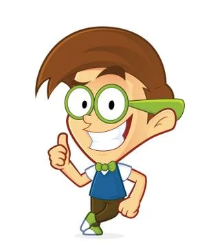 Nerd geek leaning on an empty block Stock Illustration