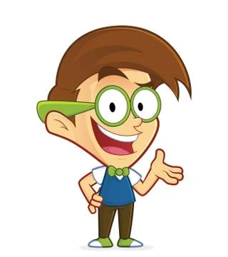 Nerd geek presenting something Stock Illustration