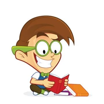 Nerd geek reading book Stock Illustration