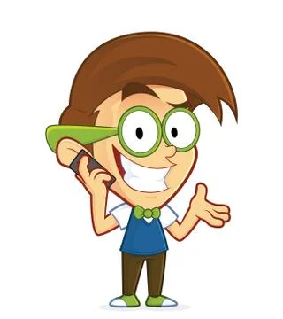 Nerd geek talking on cell phone Illustrazione stock