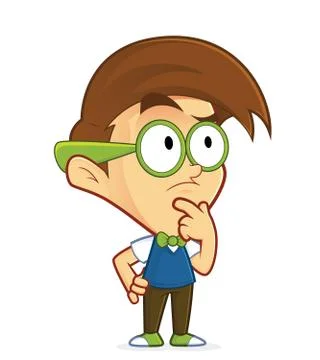 Nerd geek thinking 스톡 일러스트