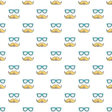 Nerd glasses and mustaches pattern seamless Stock Illustration