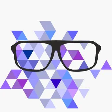 Nerd glasses on grey background with triangle flat surface mosaic Stock Illustration