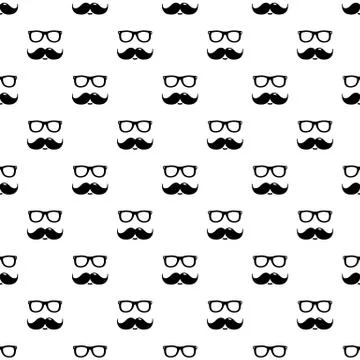 Nerd glasses mustaches pattern vector seamless 스톡 일러스트