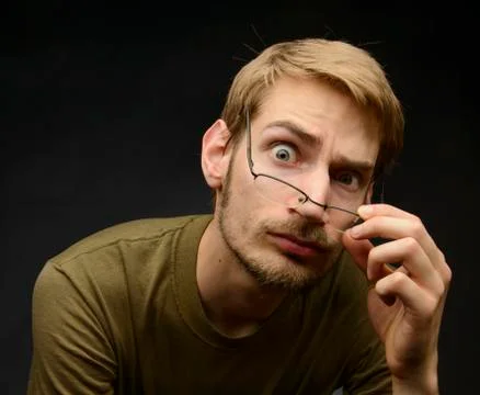 Nerd with glasses Foto stock