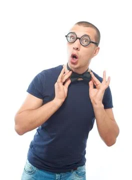 Nerd guy in bow tie Stock Photos