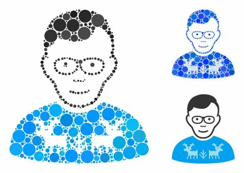 Nerd guy Mosaic Icon of Circles Illustrazione stock