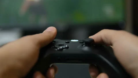 Nerd guy playing competitive game at home,computer videogames tech addiction Video stock 230222384