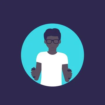 Nerd guy playing videogame, character in flat style, vector Stock Illustration