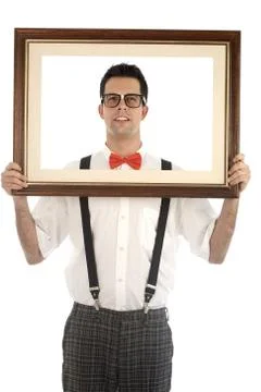 Nerd isolated on white Foto stock