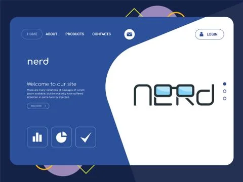 Nerd Landing page website template design Illustrazione stock gratuita