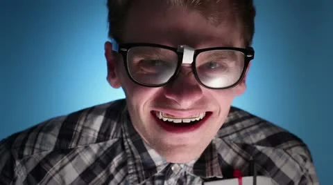 Nerd laughs Stock Footage 21946935
