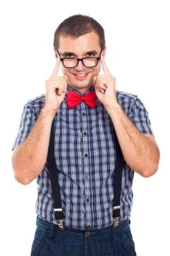 Nerd man in eyeglasses Stock Photos