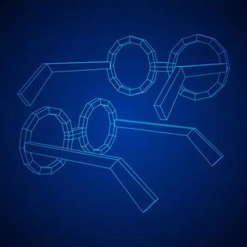 Nerd Round Retro Glasses Wireframe Vector Illustration. Stock Illustration