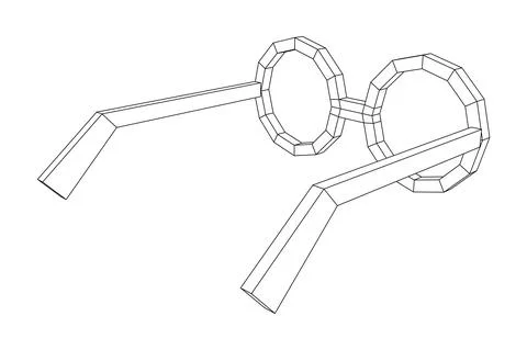 Nerd Round Retro Glasses Wireframe Vector Illustration. Stock Illustration