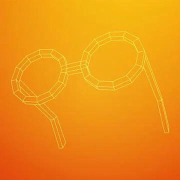 Nerd Round Retro Glasses Wireframe Vector Illustration. Stock Illustration