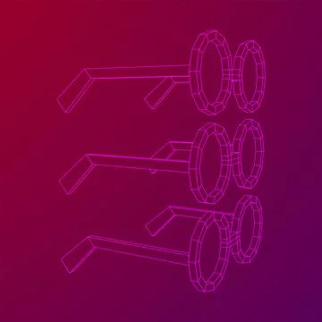 Nerd Round Retro Glasses Wireframe Vector Illustration. Stock Illustration