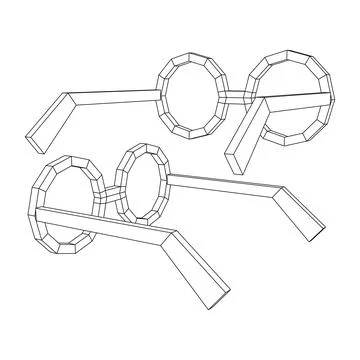 Nerd Round Retro Glasses Wireframe Vector Illustration. Stock Illustration