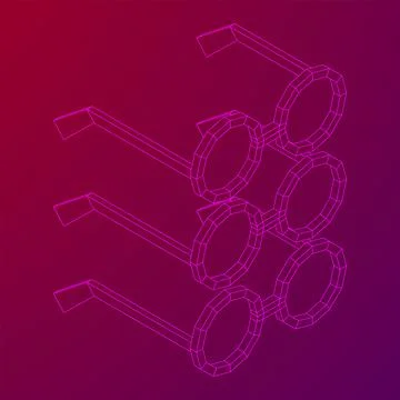 Nerd Round Retro Glasses Wireframe Vector Illustration. Stock Illustration